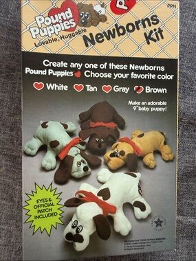 Pound Puppies Newborns Kit Plush Puppy - White, Tan, Gray, Brown